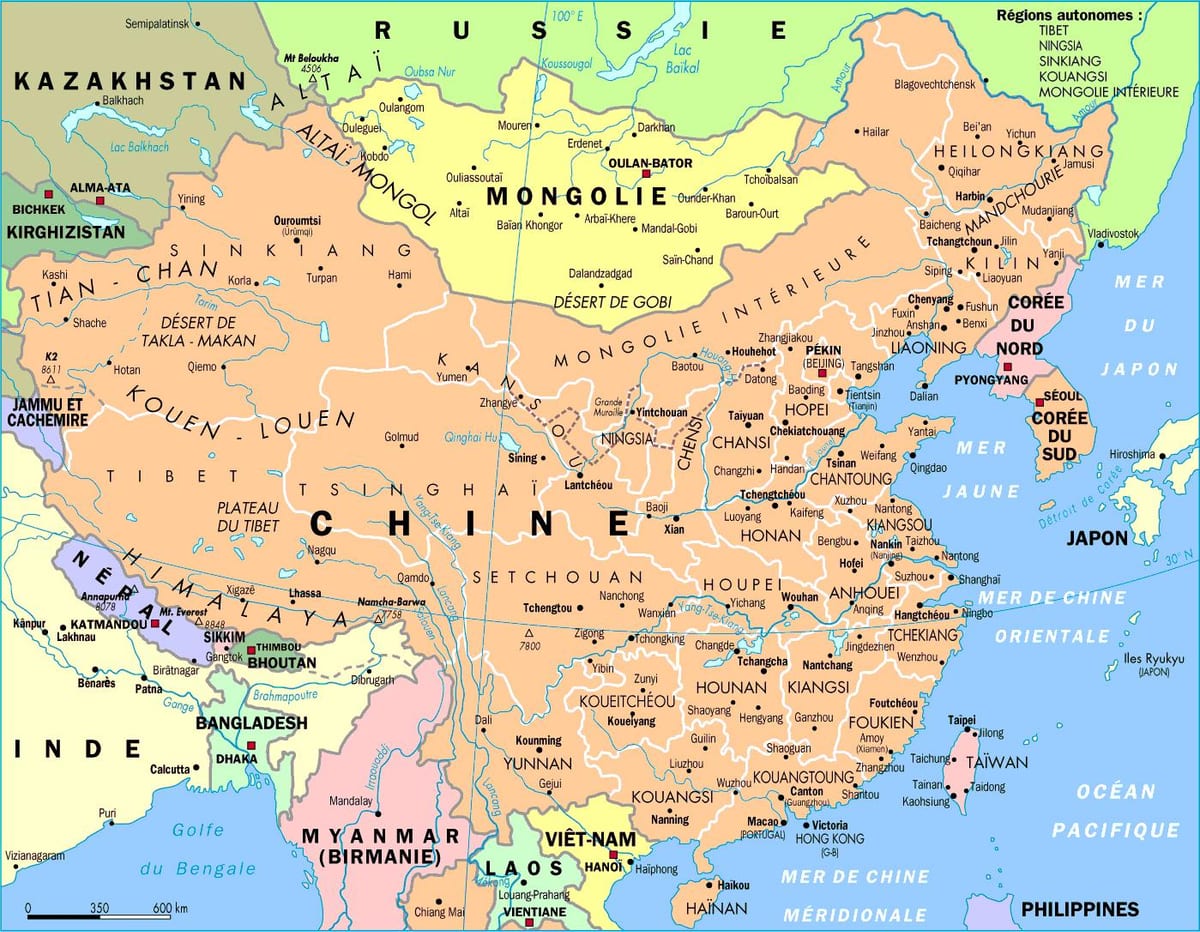 China administrativas mapa