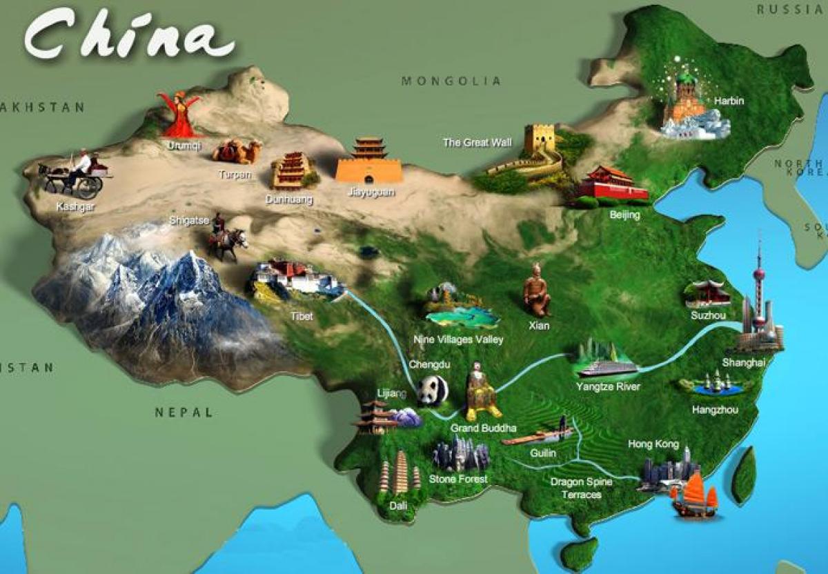 mapa de China atracciones turísticas