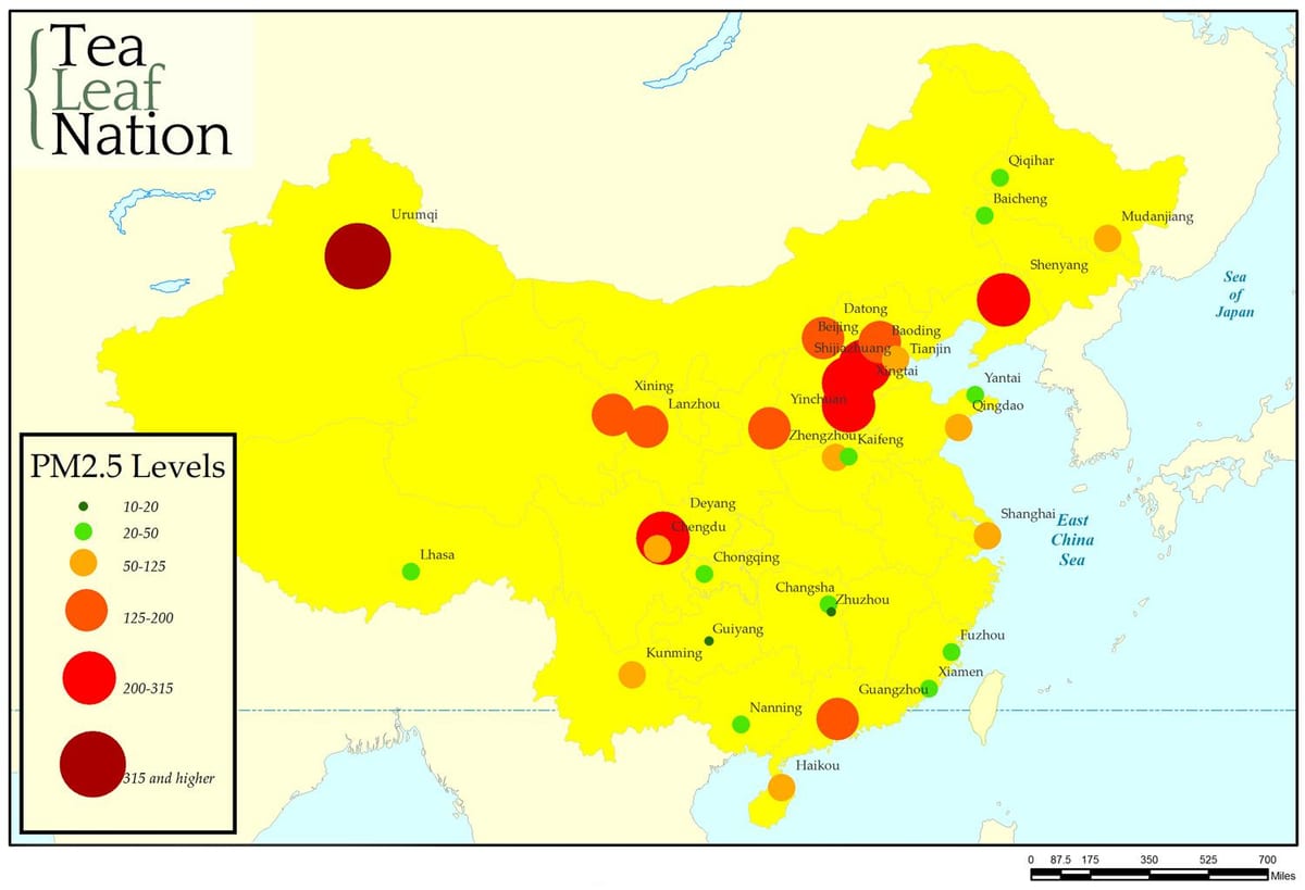 la contaminación del mapa de China