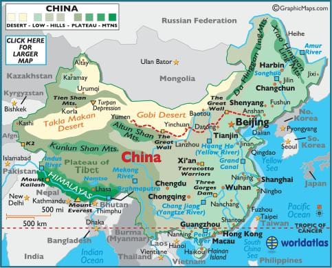 Mapa de China geografía