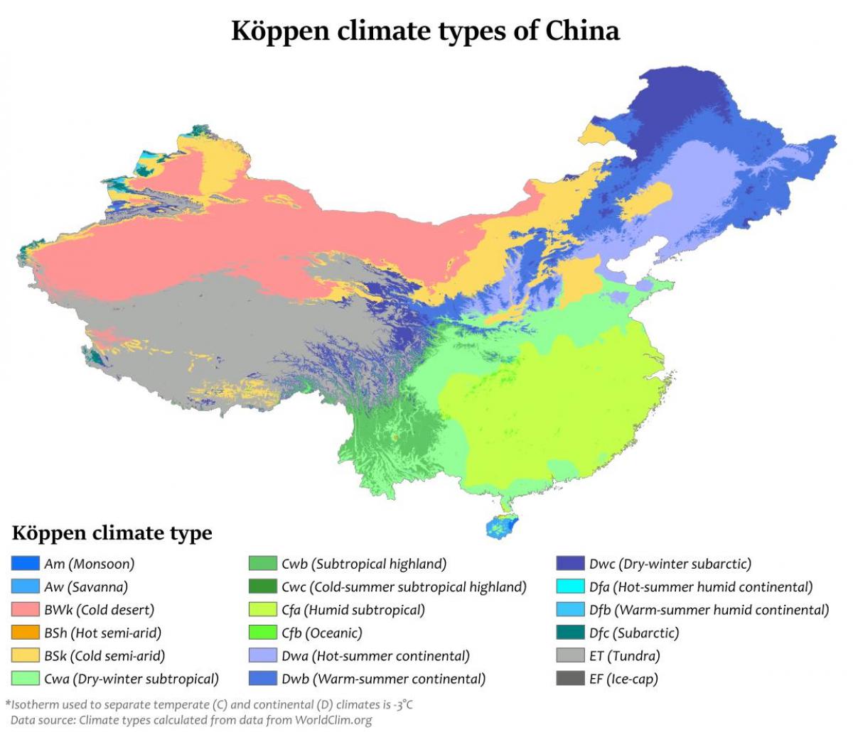 mapa climático de China