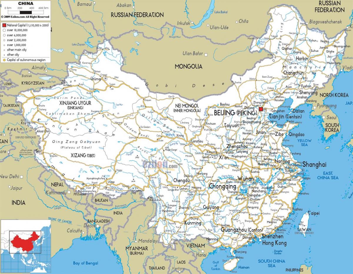 China mapa de carreteras