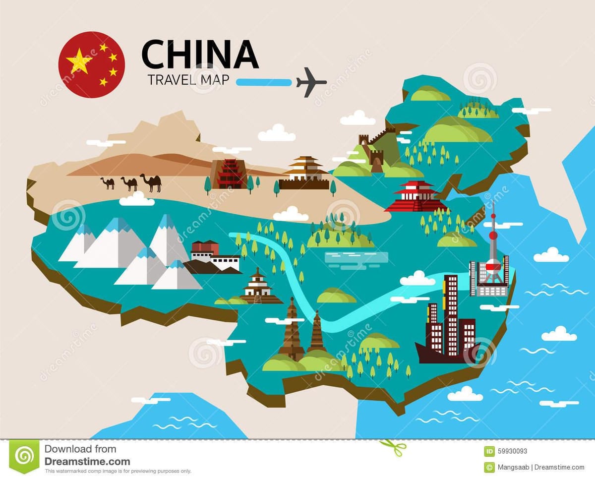 mapa de viaje de China