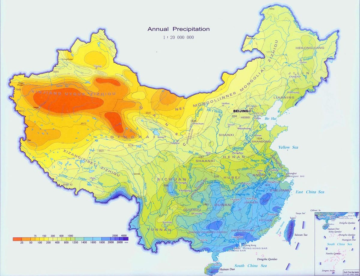 China precipitaciones mapa