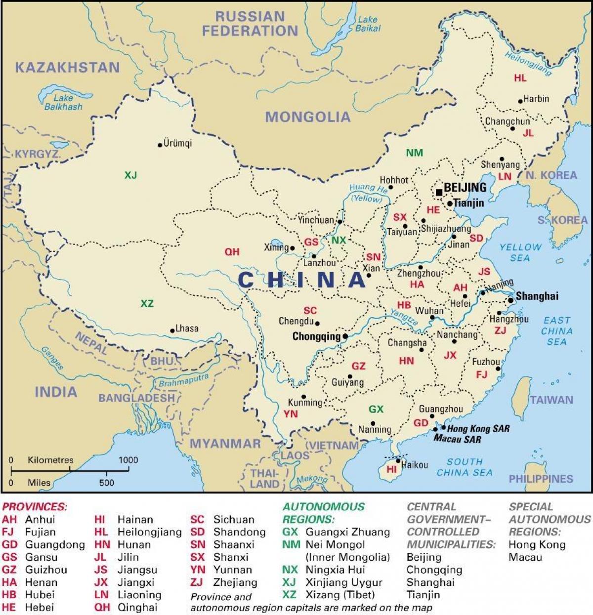 China Provincias Mapa Con Capitales Mapa De China Provincias Y Capitales Asia Oriental Asia