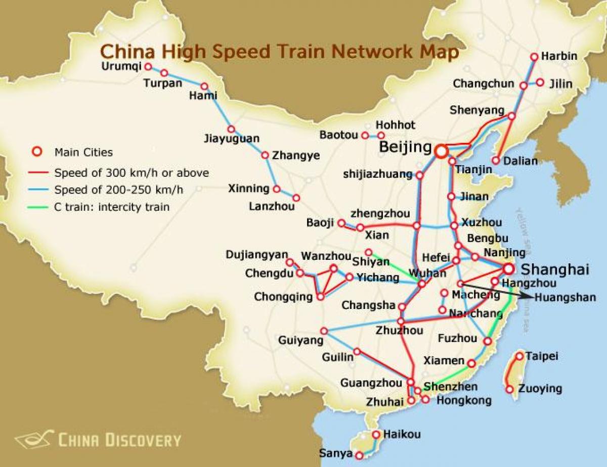 tren de alta velocidad de China mapa