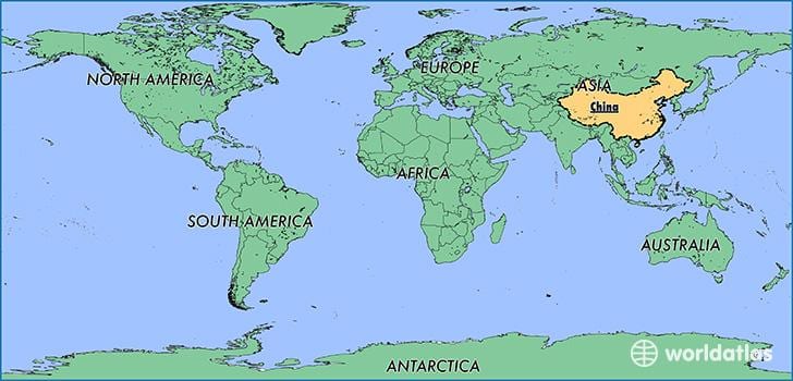Mapa de China en el mundo