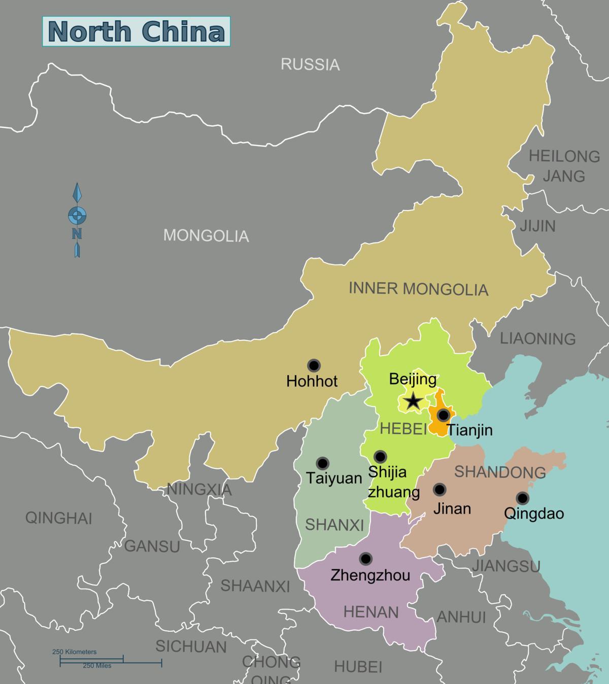mapa del norte de China