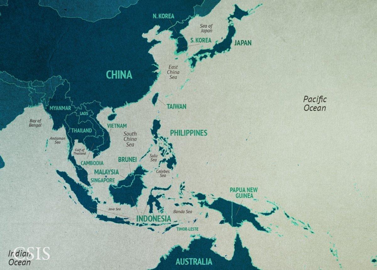 mapa de mar de la China