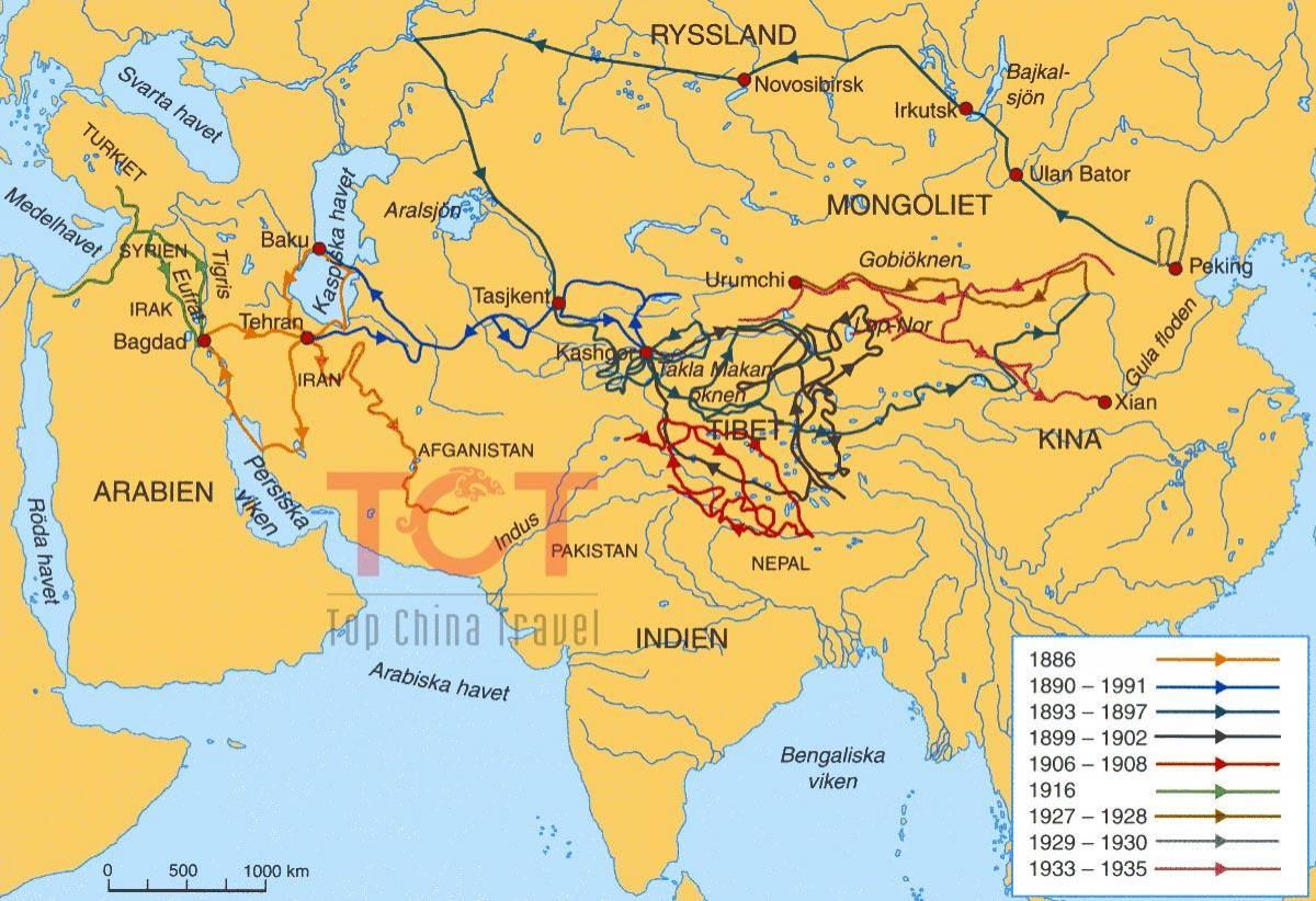 mapa de la ruta de la seda en la antigua China