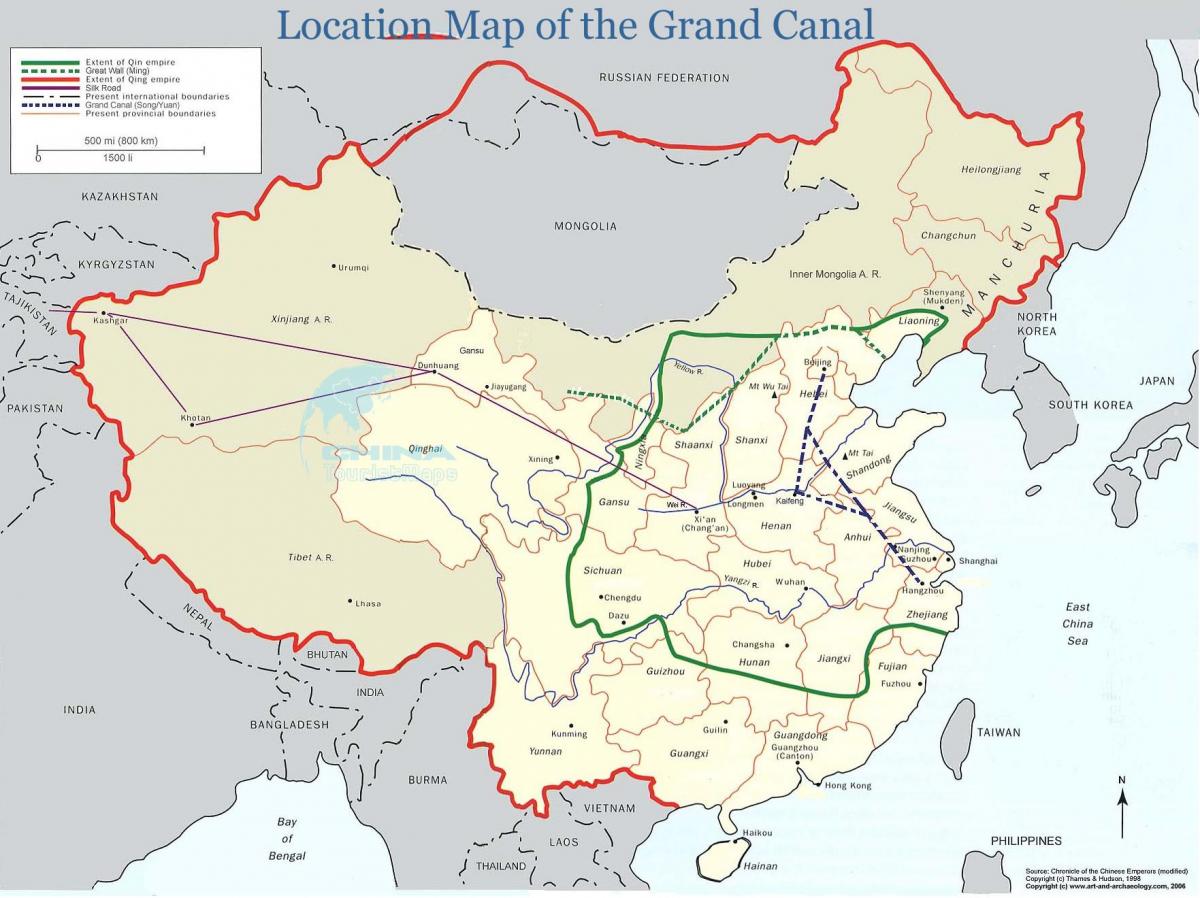 mapa de China grand canal