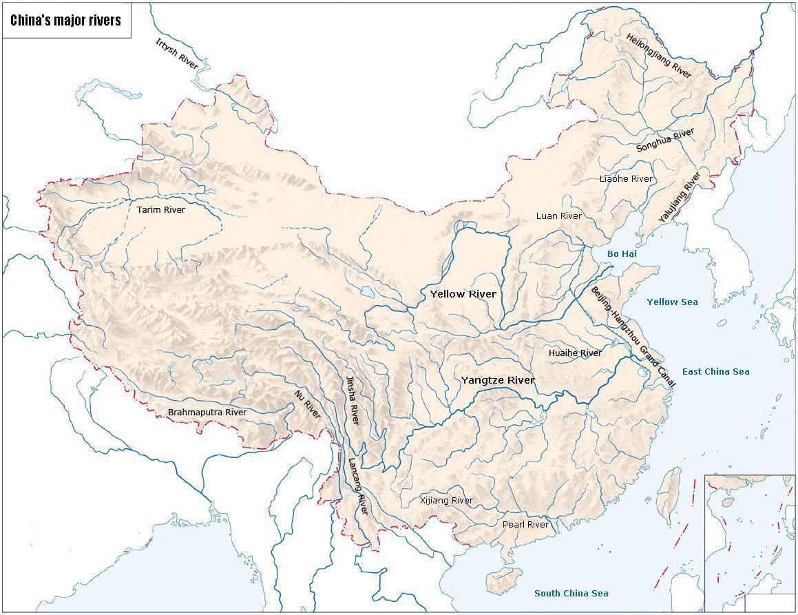 los ríos de China mapa
