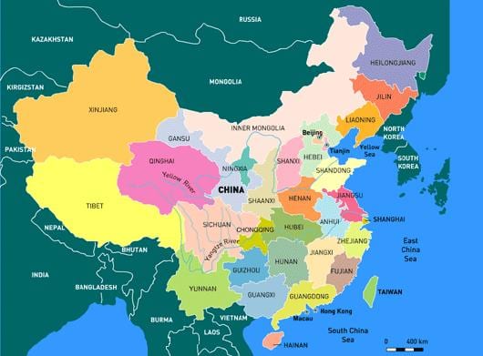 China mapa de la provincia en inglés