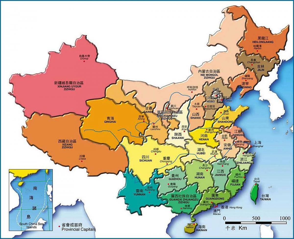 mapa de provincias de China