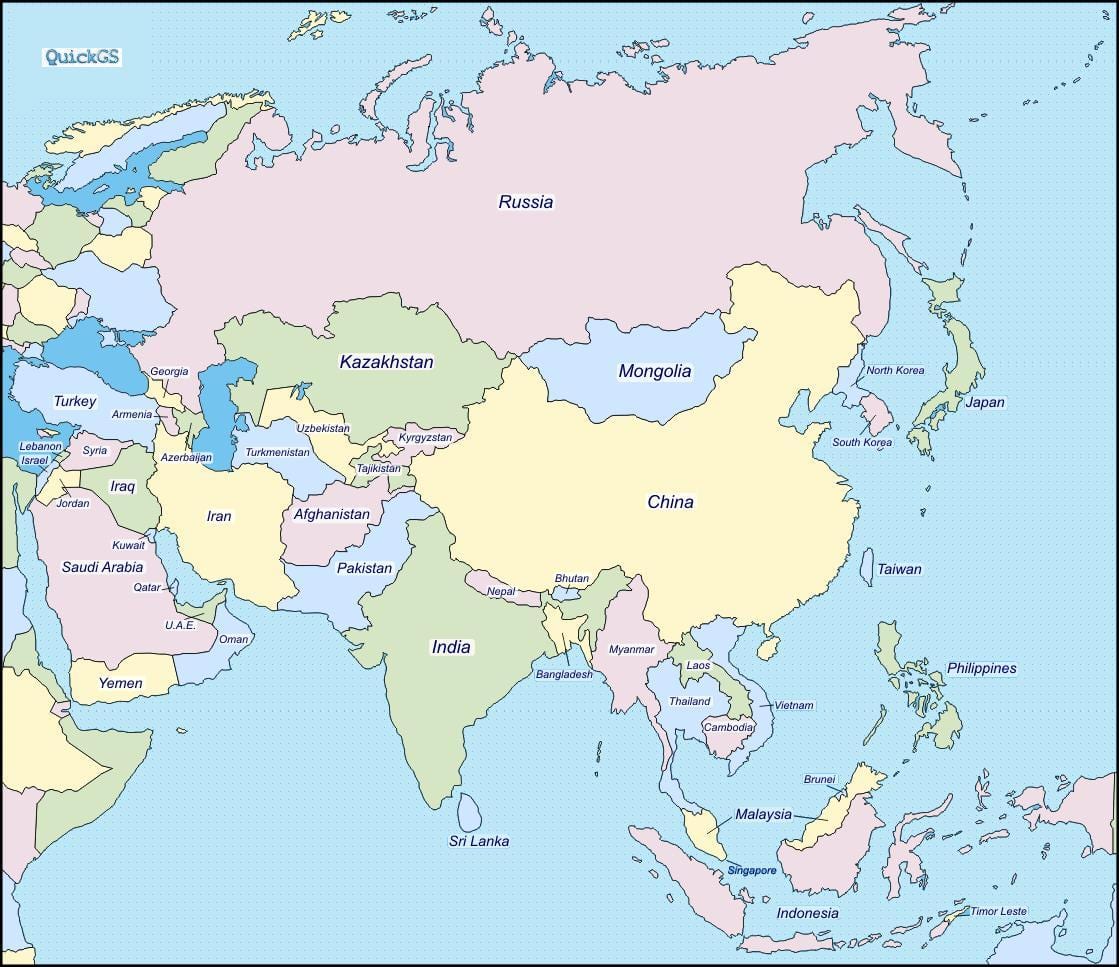 mapa de China y países limítrofes