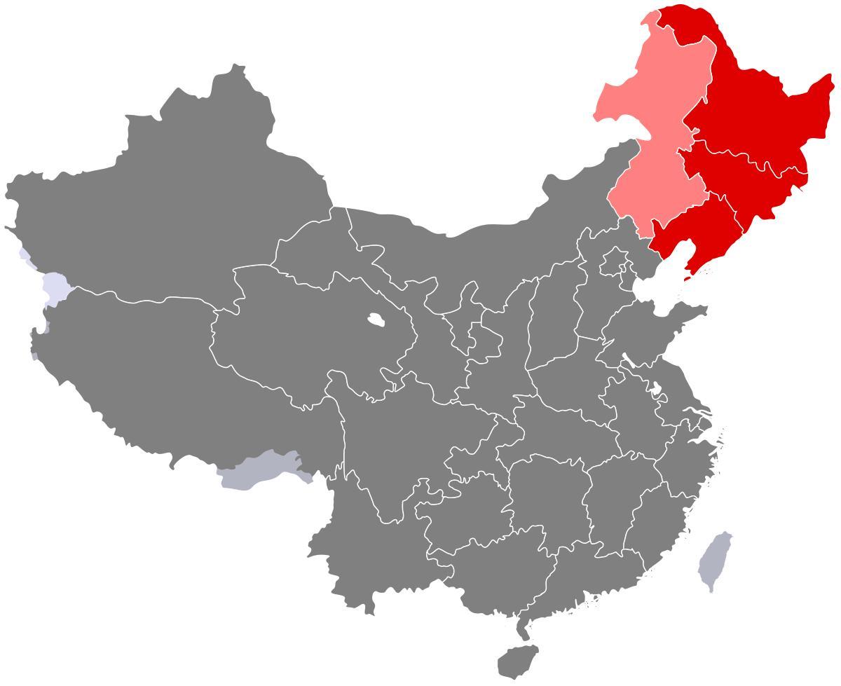 el noreste de China mapa