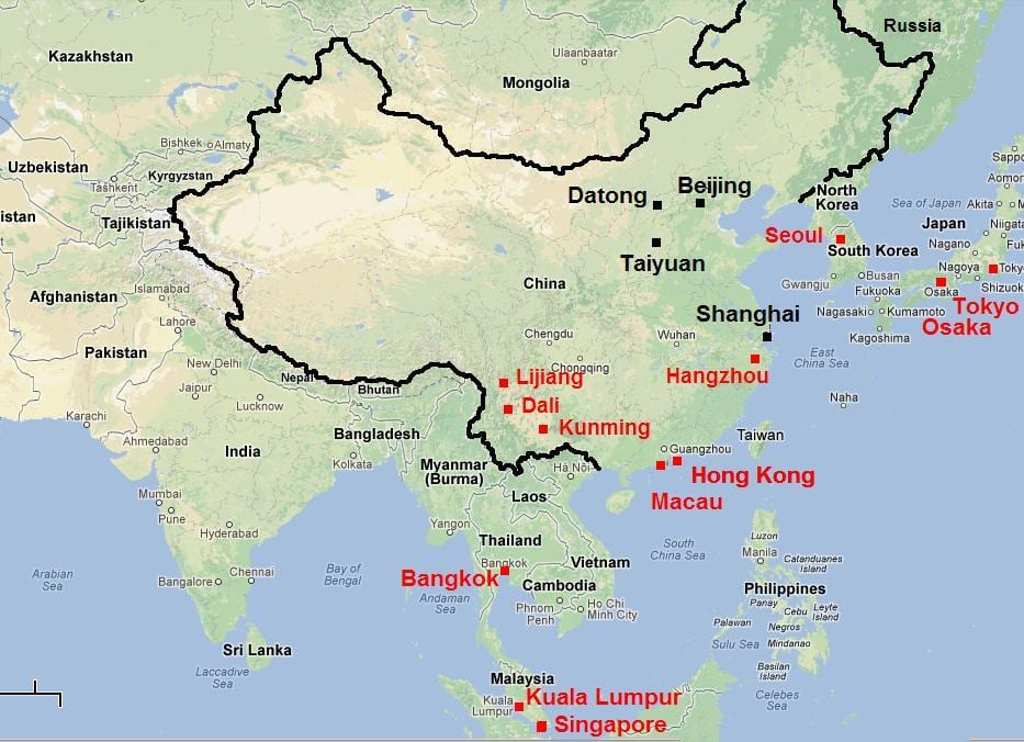 el sur de China mapa