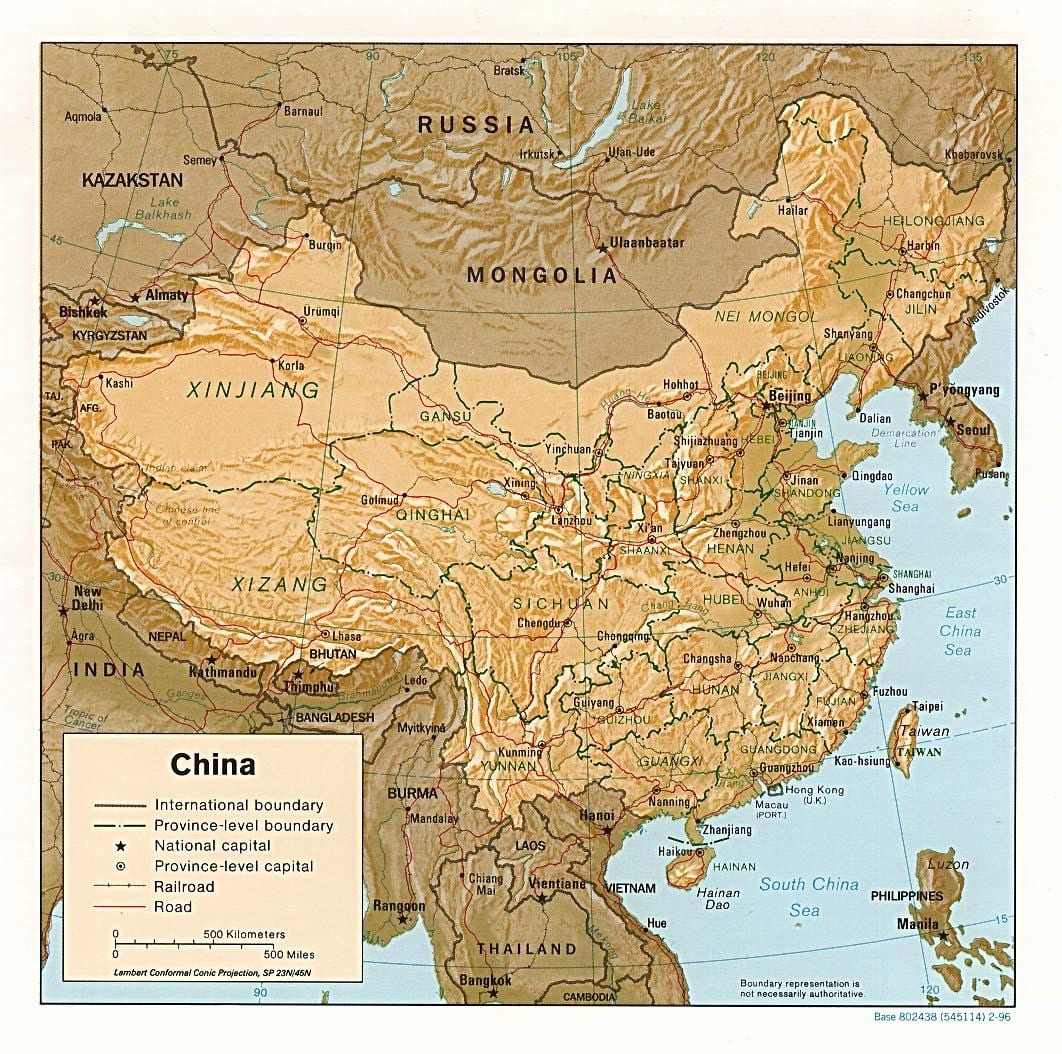 mapa geográfico de China