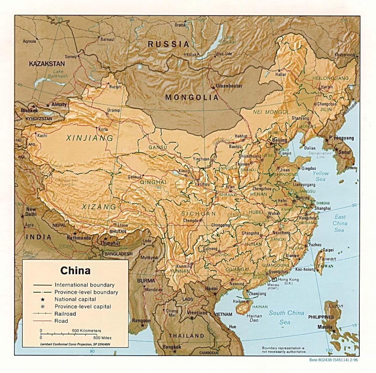 mapa geográfico de China
