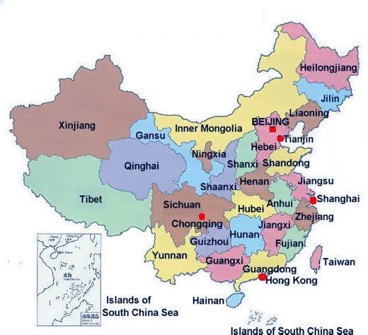 provincial mapa de China