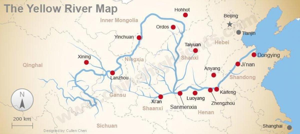 Mapa de China del río amarillo