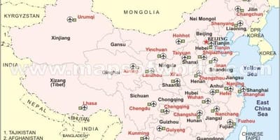 China internacional de aeropuertos mapa