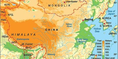 China mapa de elevación
