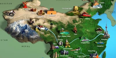 Mapa de China atracciones turísticas