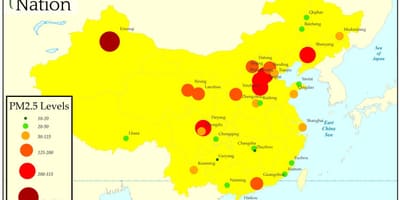 La contaminación del mapa de China