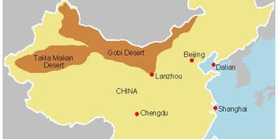 Mapa de China desierto de gobi