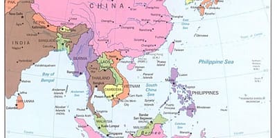 Mapa de China oriental de la ruta