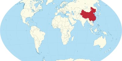 China en el mapa del mundo