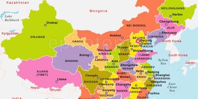 Mapa de China con los estados