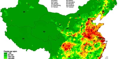 La distribución de la población mapa de China