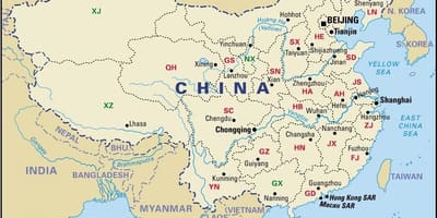 Mapa de China provincias y capitales