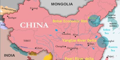 Mapa de puertos de China