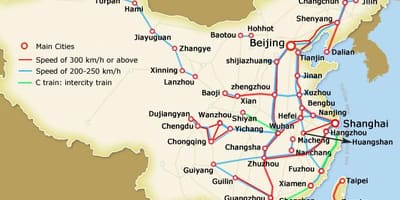 El tren bala mapa de China