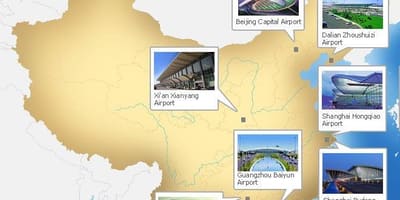 Mapa de aeropuertos en China