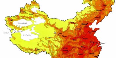 Densidad de población mapa de China