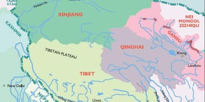 Mapa del oeste de China