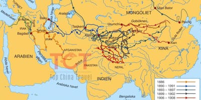Mapa de la ruta de la seda en la antigua China