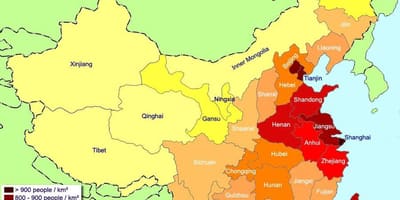 Mapa de China de la población