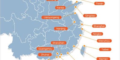 Mapa de puertos chinos