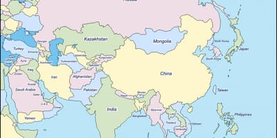 Mapa de China y países limítrofes